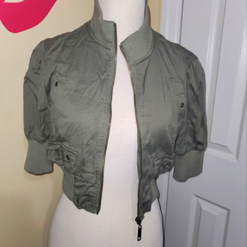 Women's Green Cropped Jacket